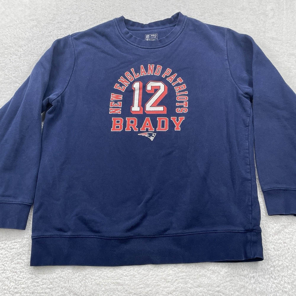 New England Patriots Tom Brady #12 Sweatshirt Fanatics Proline Men's XL Blue